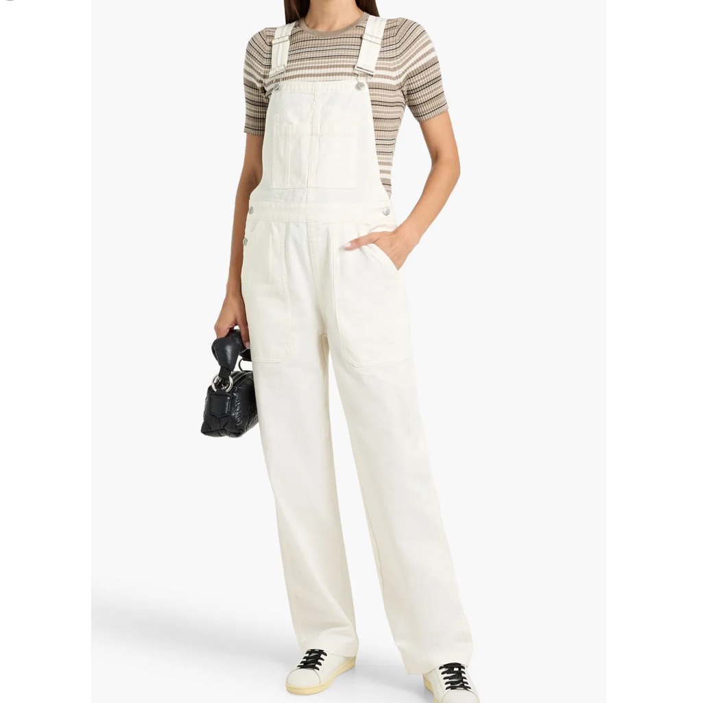 Alex Mill Lili Overall Size Xl Women Preppy Cotton Pockets In White Denim